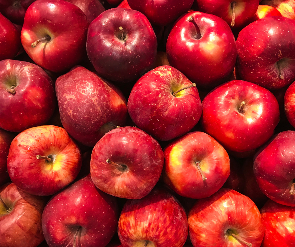Fresh red apples in abundance.