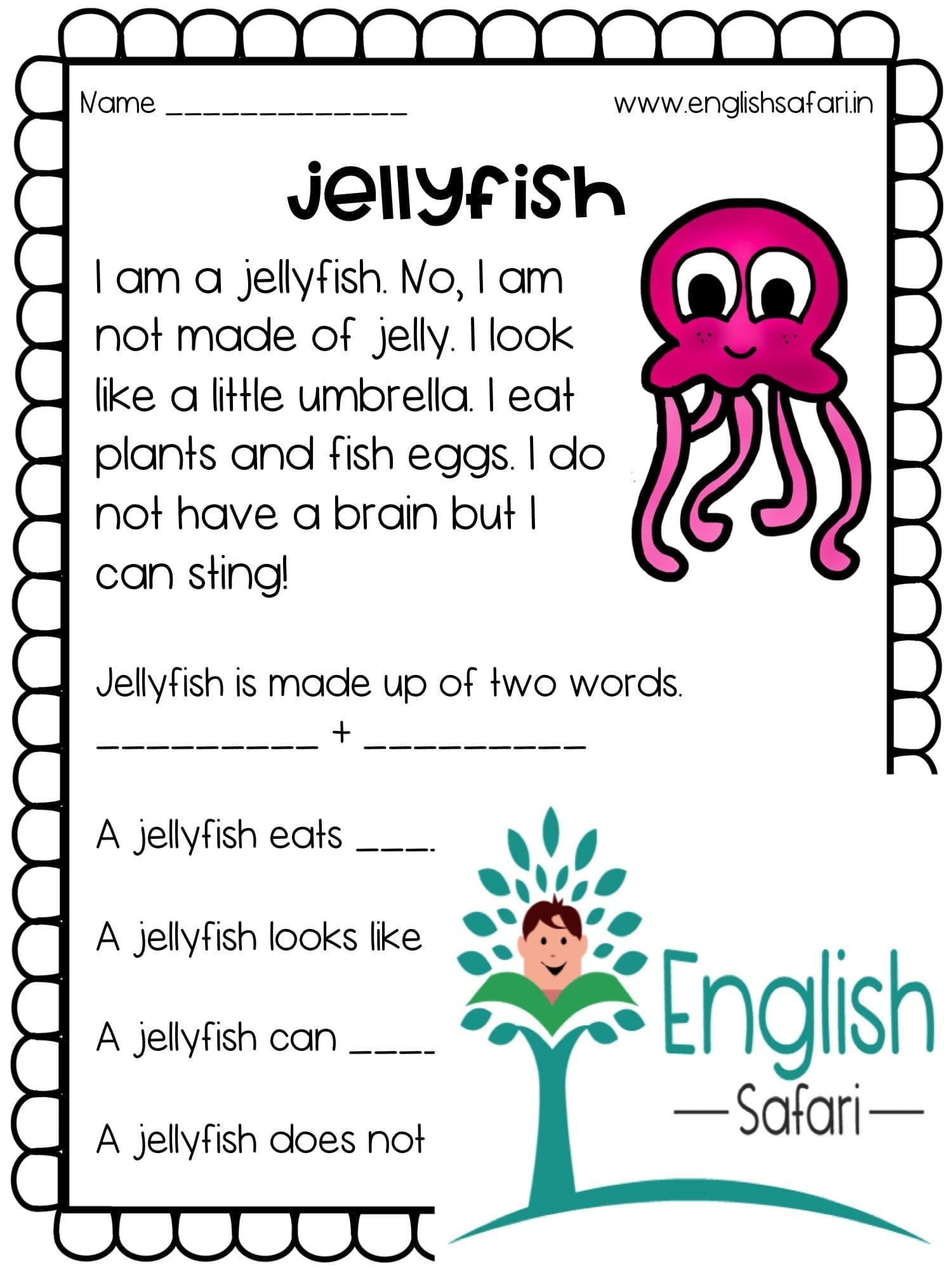 Reading Comprehension - sea animals | Lesson Planned | Free and Premium