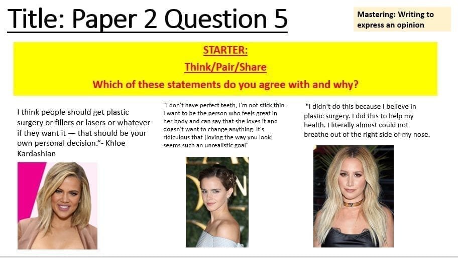 GCSE English Language AQA Paper 2 Question 5 - Lesson Planned | A Marketplace For Teaching Resources