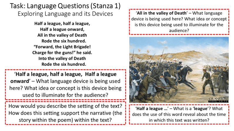 the charge of the light brigade poem questions and answers