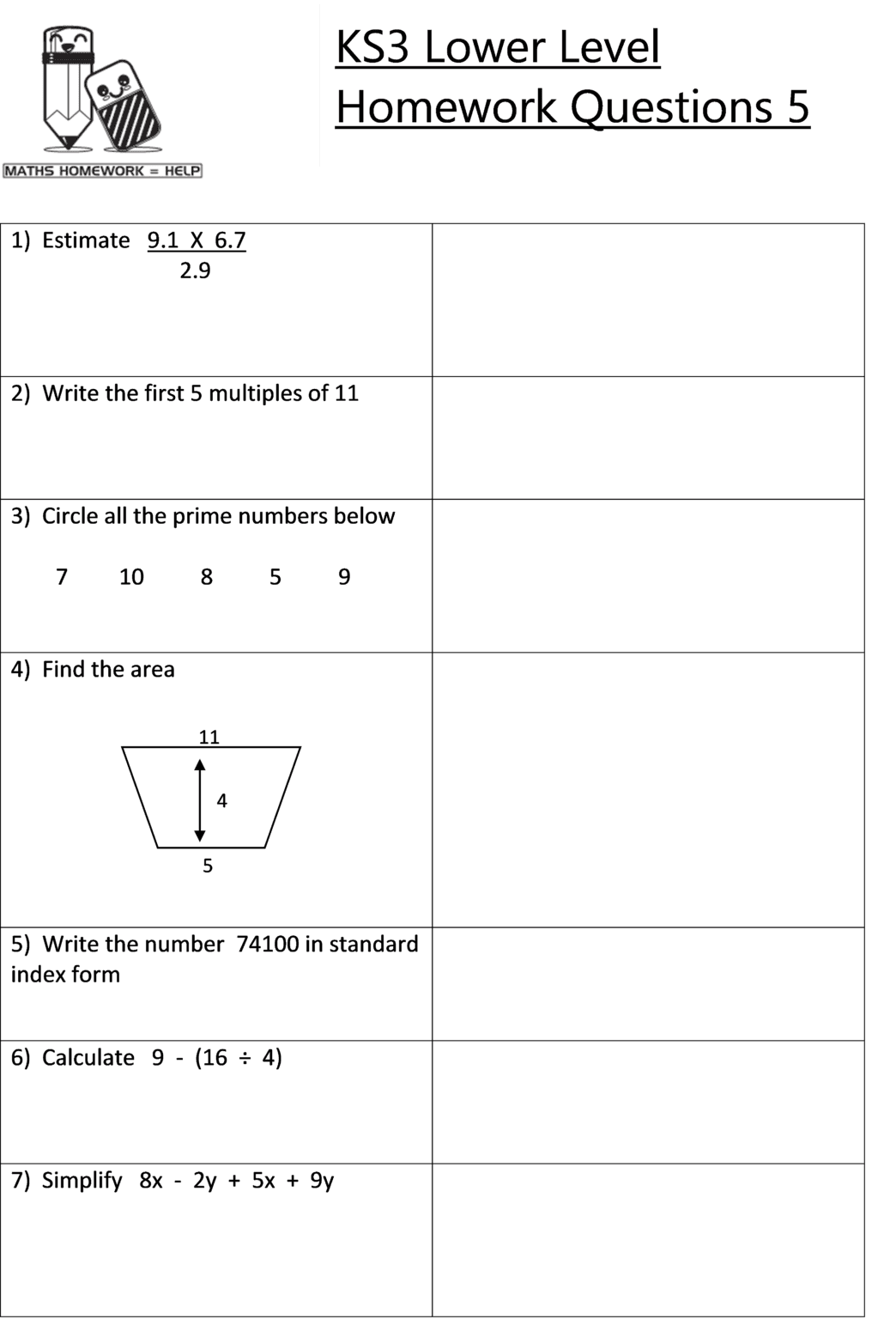 10-homework-worksheets-for-ks3-maths-lower-level