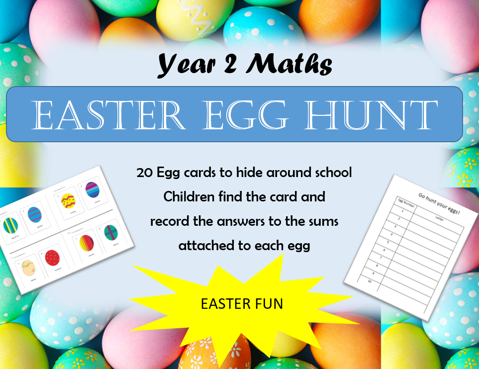 Educational Easter egg hunt activity for Year 2 Maths.