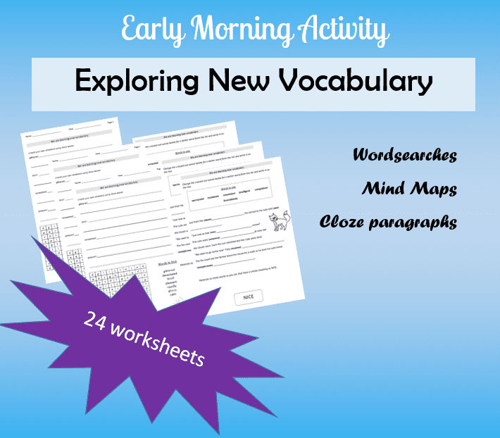 Worksheets for vocabulary building activities.