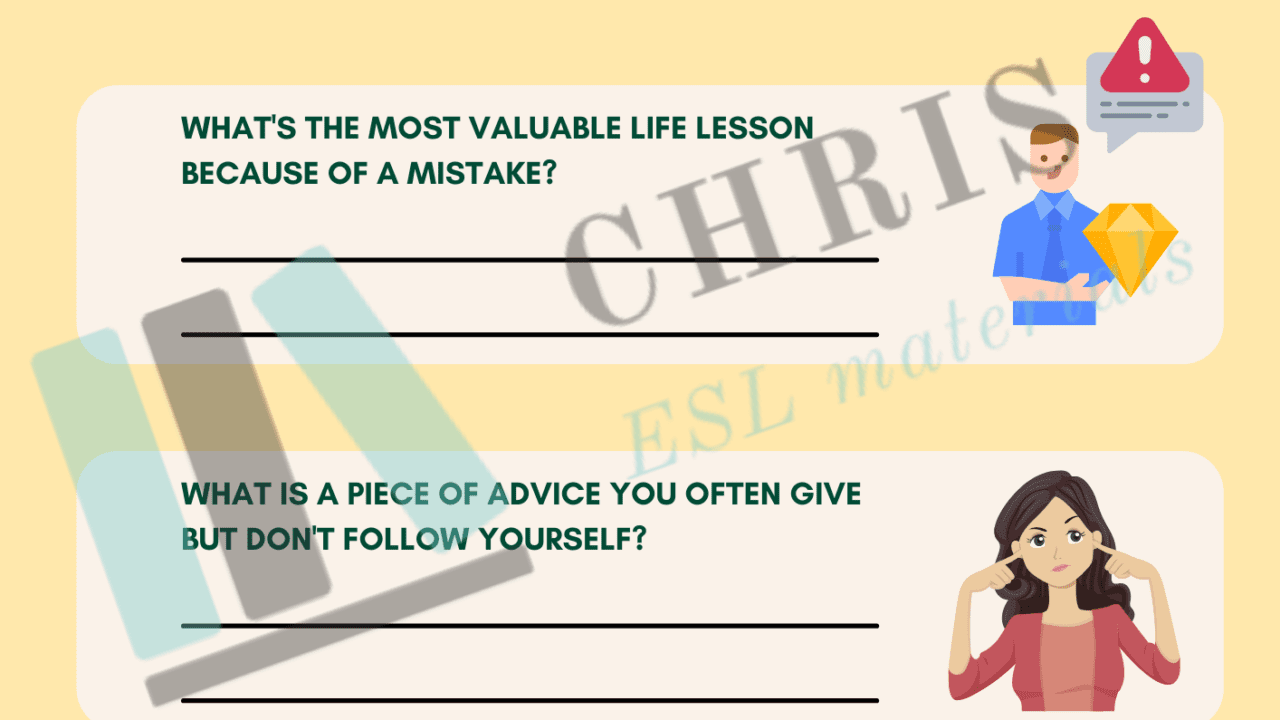 Advice questionnaire template with colorful design and icons.