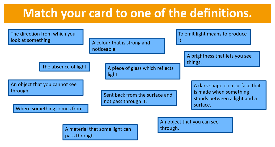 Educational card matching game with definitions.