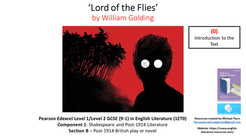GCSE English Literature, 'Lord of the Flies' study guide cover.