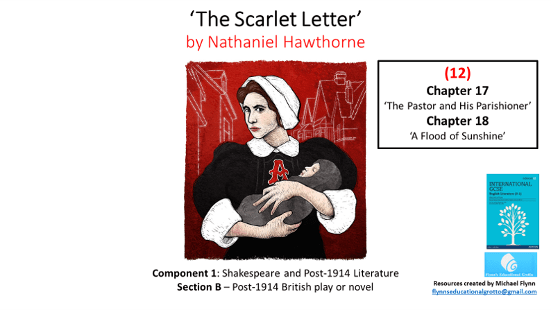 The Scarlet Letter book cover illustration, Chapters 17 and 18.