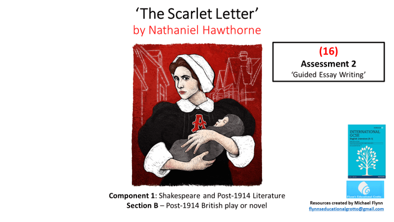 Scarlet Letter book cover, educational resource for essay writing.