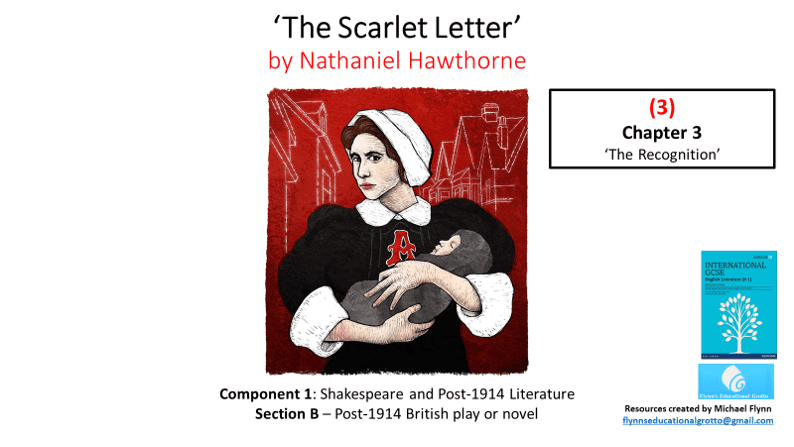 Scarlet Letter cover, Hawthorne, Chapter 3, educational material.