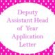 Assistant Deputy Head of Year Application Covering Letter – Supporting Statement
