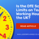 Clock highlighting UK teacher working hours article.