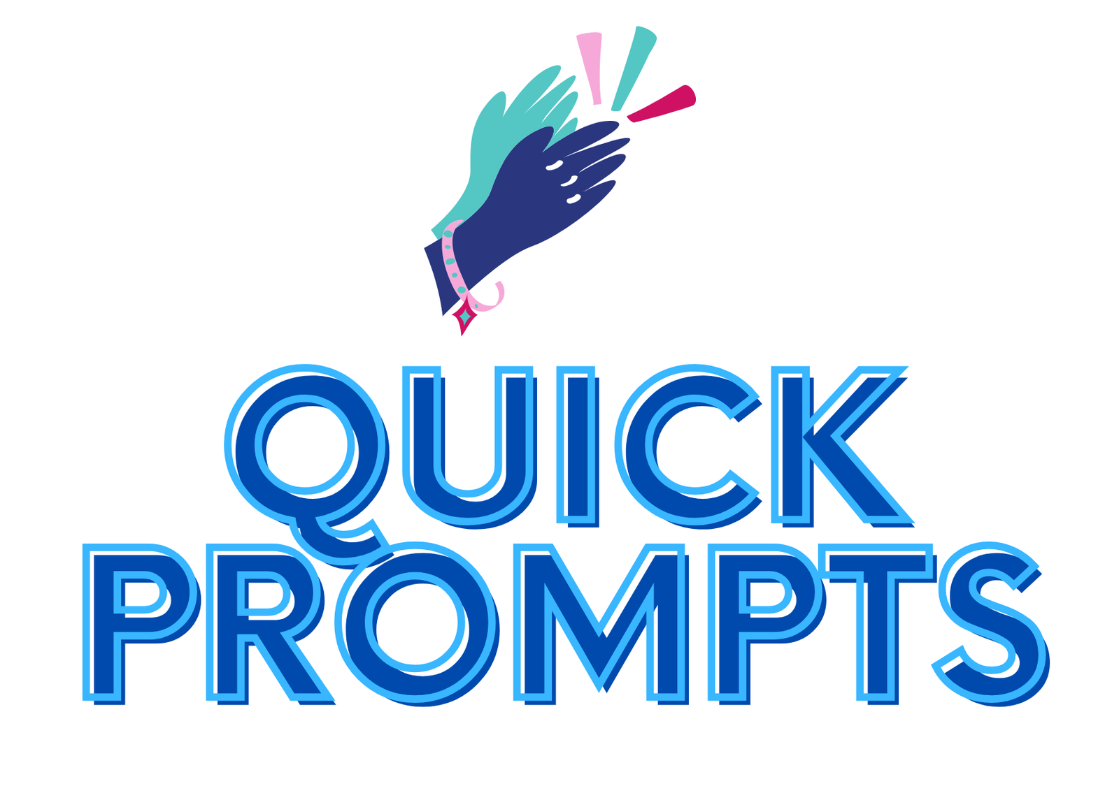 Stylized Quick Prompts logo with clapping hand illustration