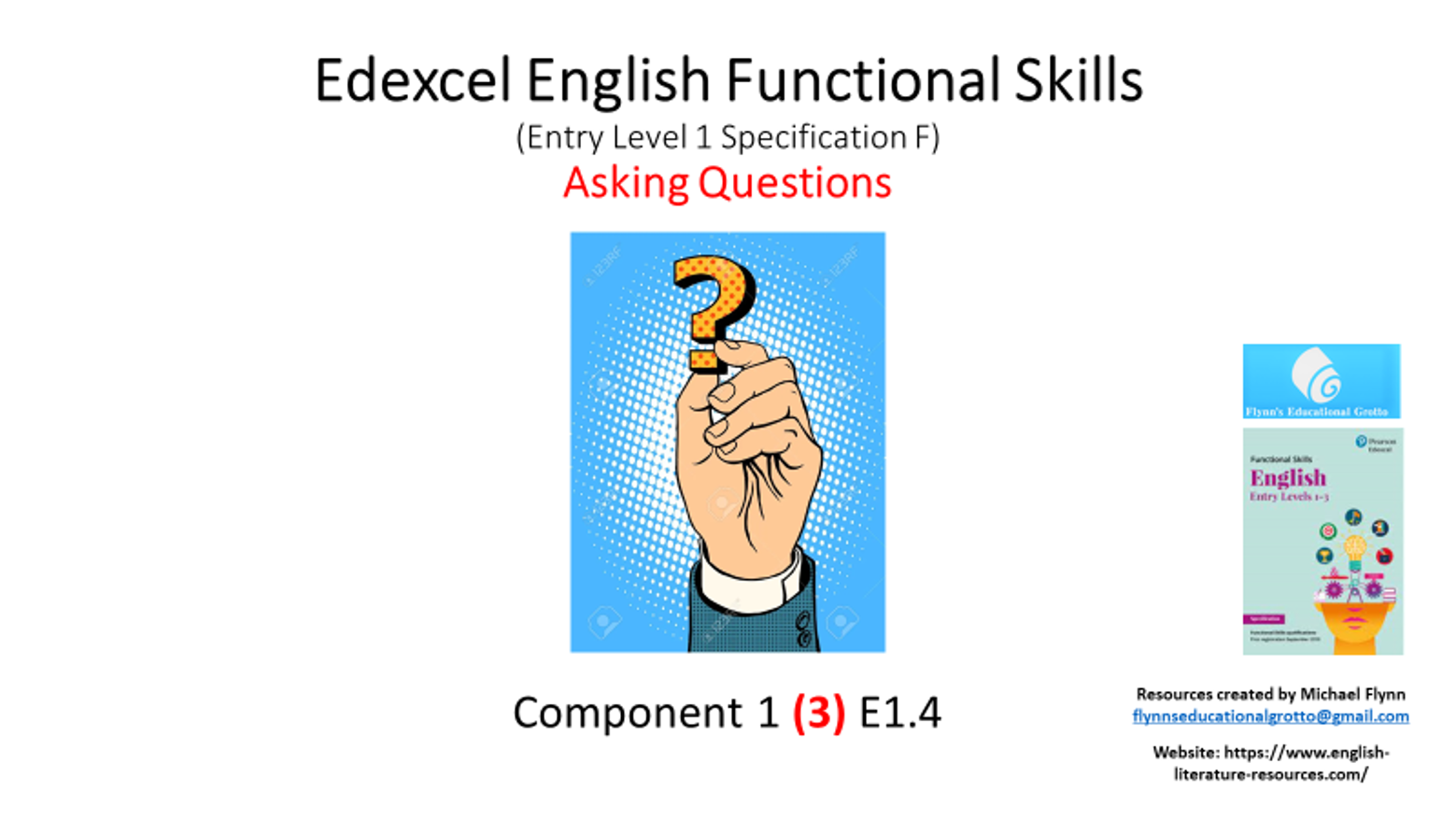 Edexcel English skills question mark graphic.