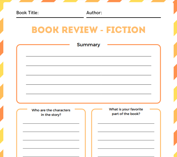 Blank fiction book review template.
