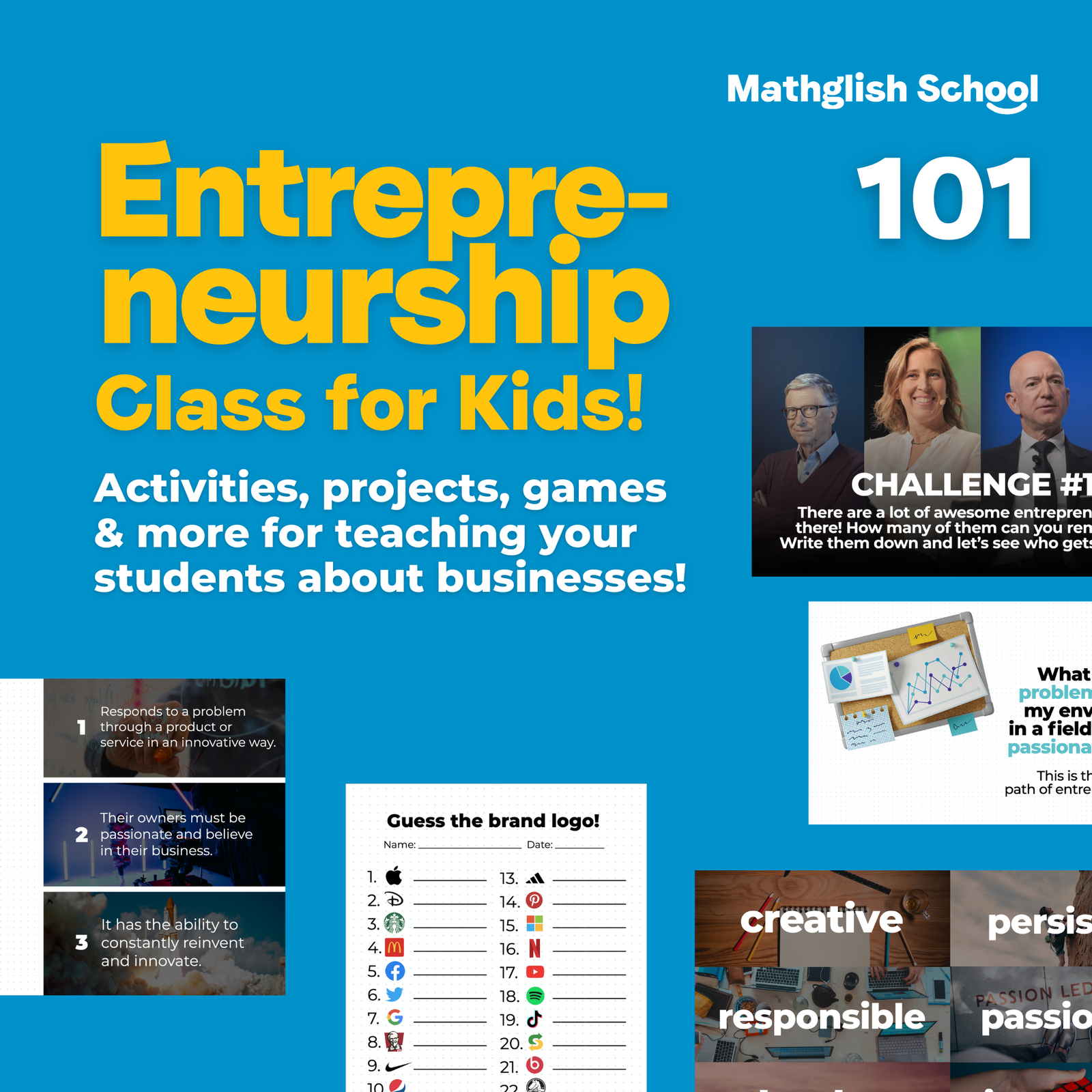 Kids' entrepreneurship class promotional poster.