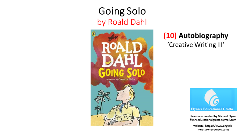 Roald Dahl's 'Going Solo' book cover with Quentin Blake illustration.