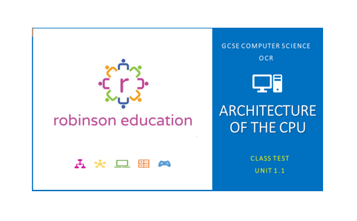 Robinson Education logo; GCSE Computer Science CPU test cover.