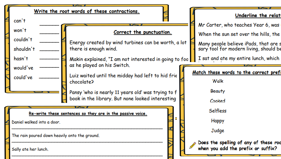 Educational worksheet on English language contractions and grammar.
