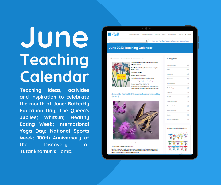 Digital June teaching calendar showcasing educational events.