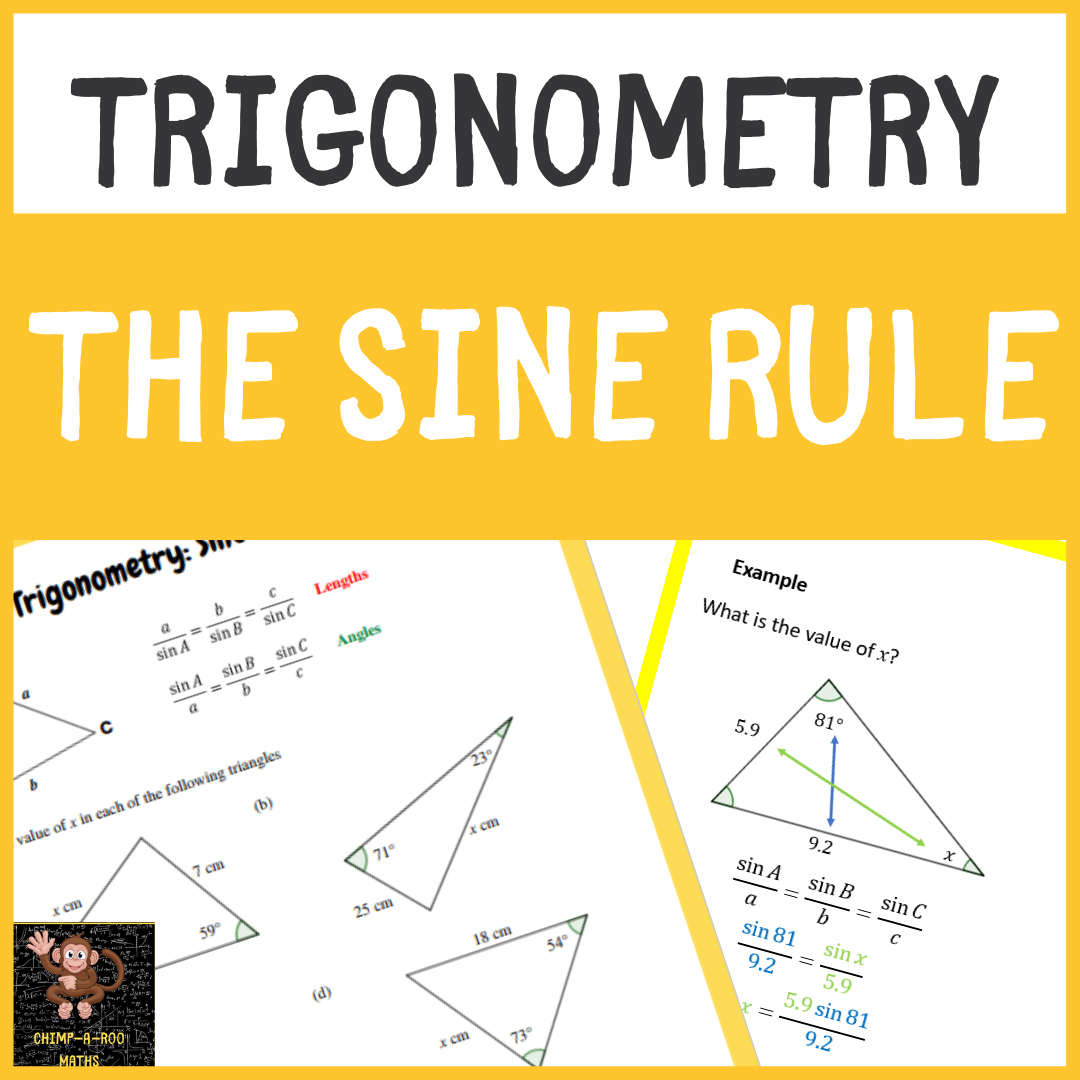 Educational poster explaining trigonometry Sine Rule.