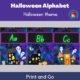 Educational Halloween-themed alphabet printable resource.