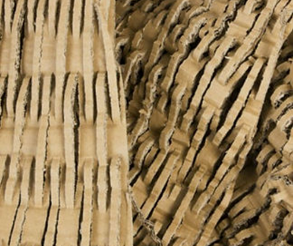 Close-up of stacked corrugated cardboard textures.