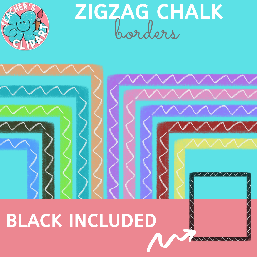 Colourful zigzag chalkboard borders collection.