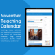 November teaching calendar on tablet display.