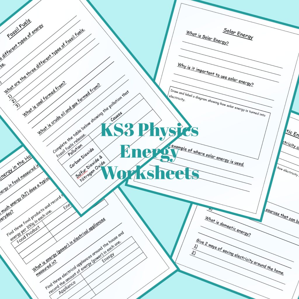 Support KS3 Physics Teaching With Engaging Energy Worksheets