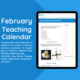 February teaching calendar on a tablet display.