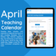 April teaching calendar on a tablet display.