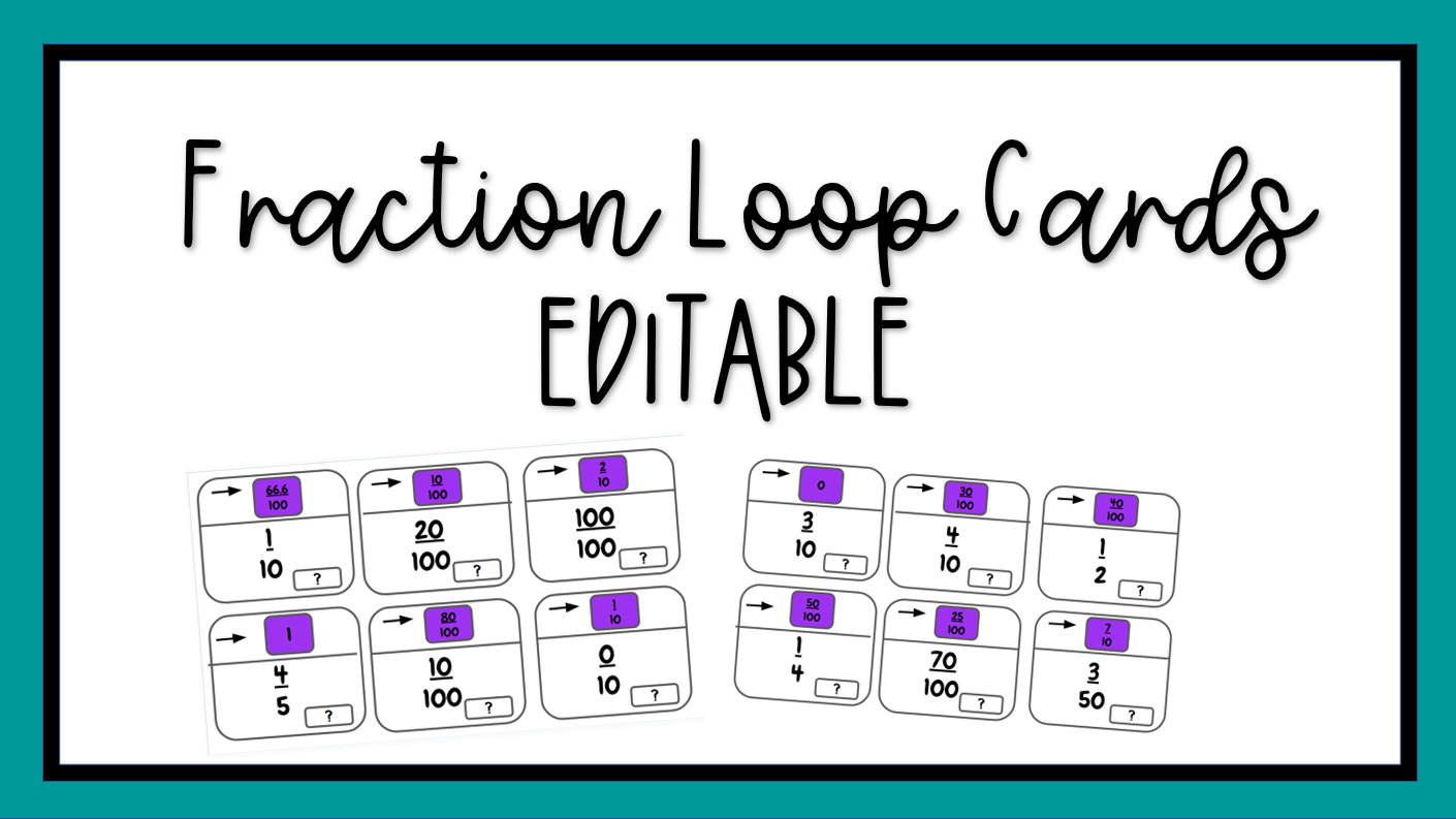 Editable fraction loop cards for learning.