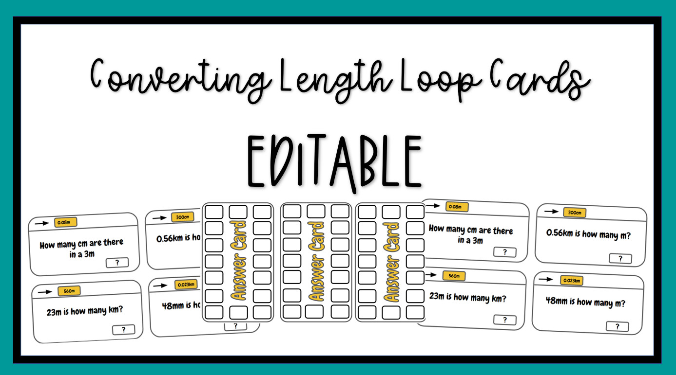 Editable length conversion educational loop cards.