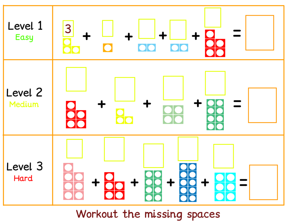 Boost Addition Skills with Basic Numicon Blocks Worksheet
