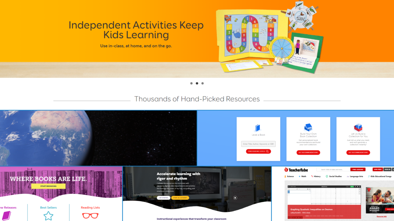 Educational resources homepage for child learning activities.