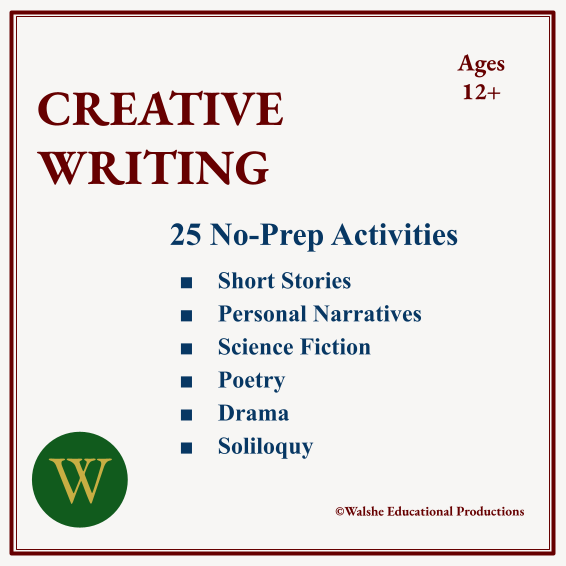 Creative writing activity book cover for ages 12+.