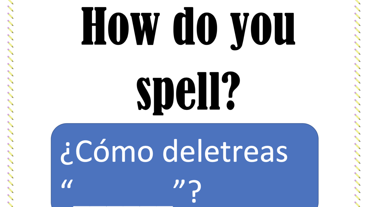 Bilingual spelling question illustration