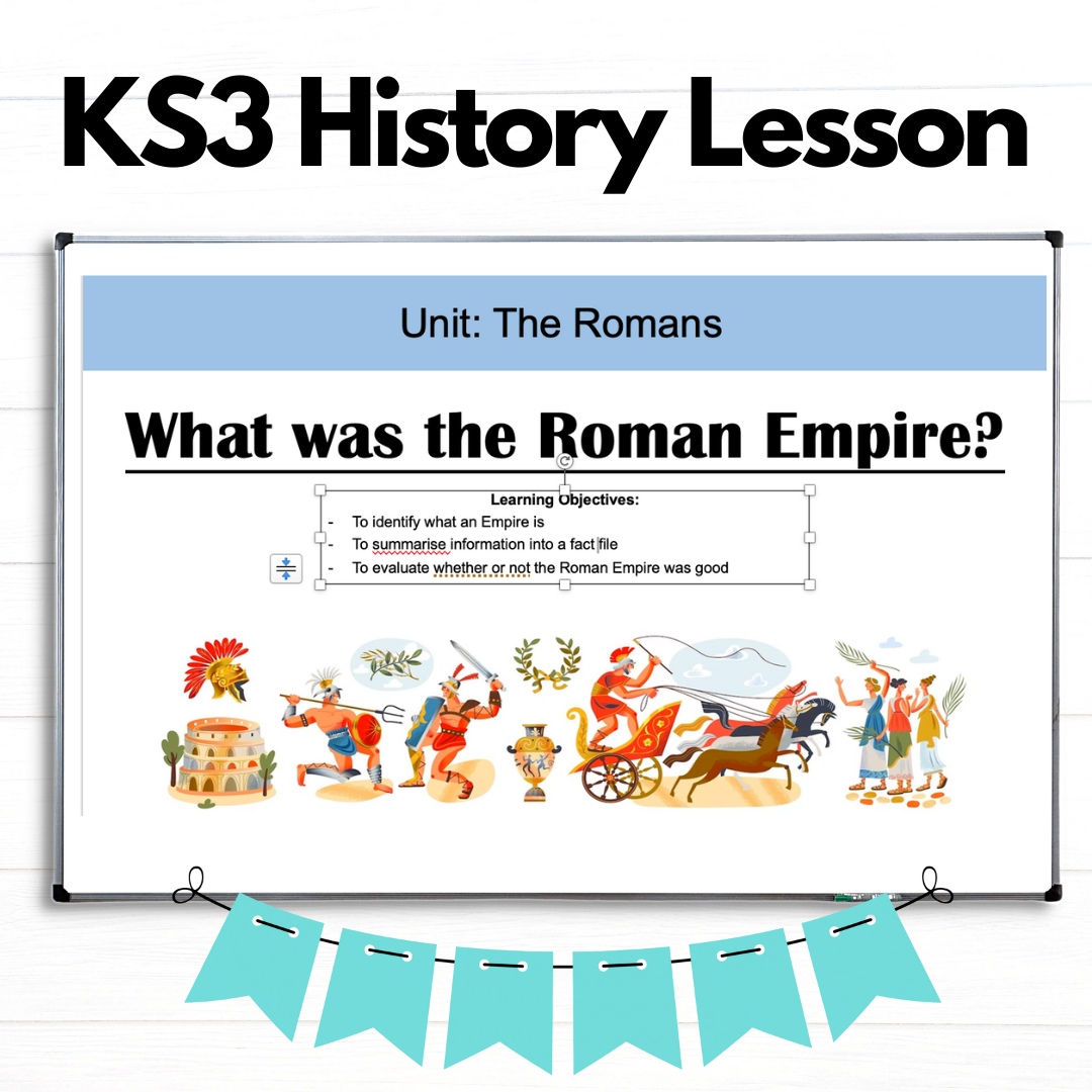 KS3 History lesson presentation slide on the Roman Empire.
