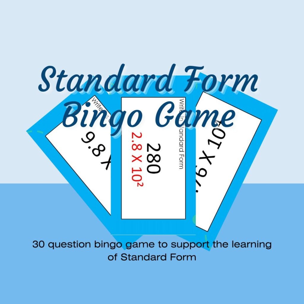 Engaging Standard Form Maths Bingo Game Interactive Revision for Students