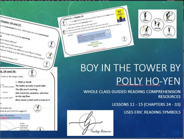 Educational material for 'Boy in the Tower' reading comprehension.