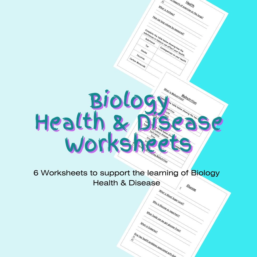 Educational biology health worksheets displayed.