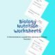 Biology nutrition worksheets for educational learning support.