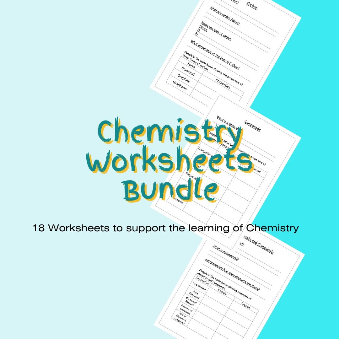 Educational chemistry worksheet bundle advertisement.