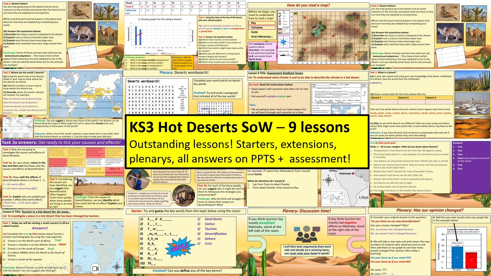 KS3 geography desert lesson resources and activities.