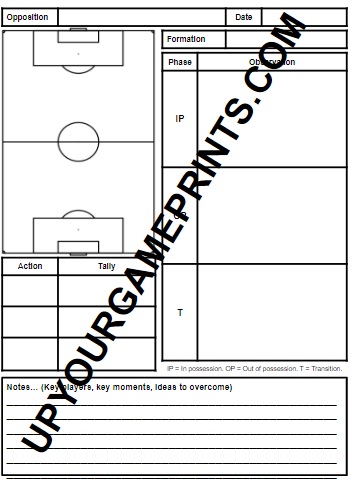 Blank football match analysis template.