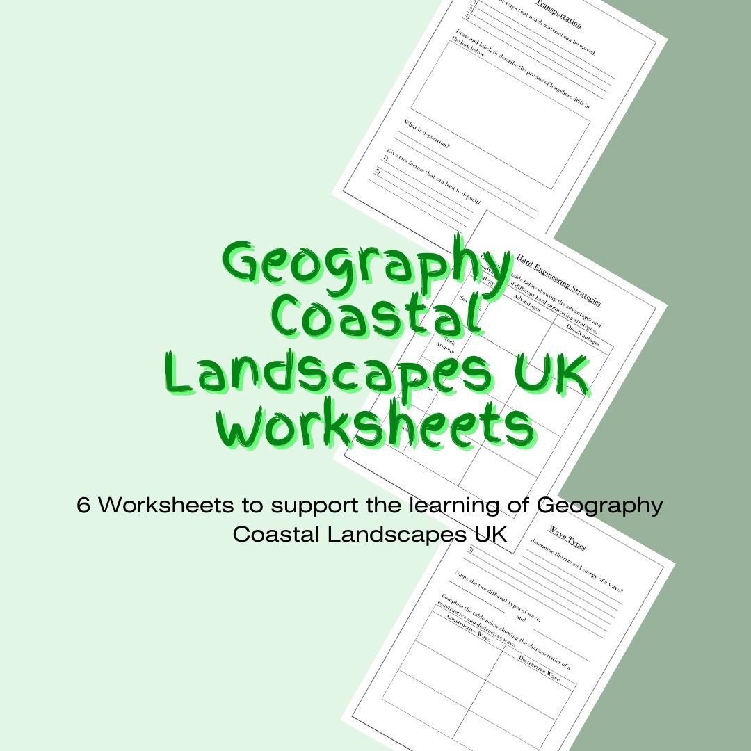 UK coastal landscapes geography worksheets.