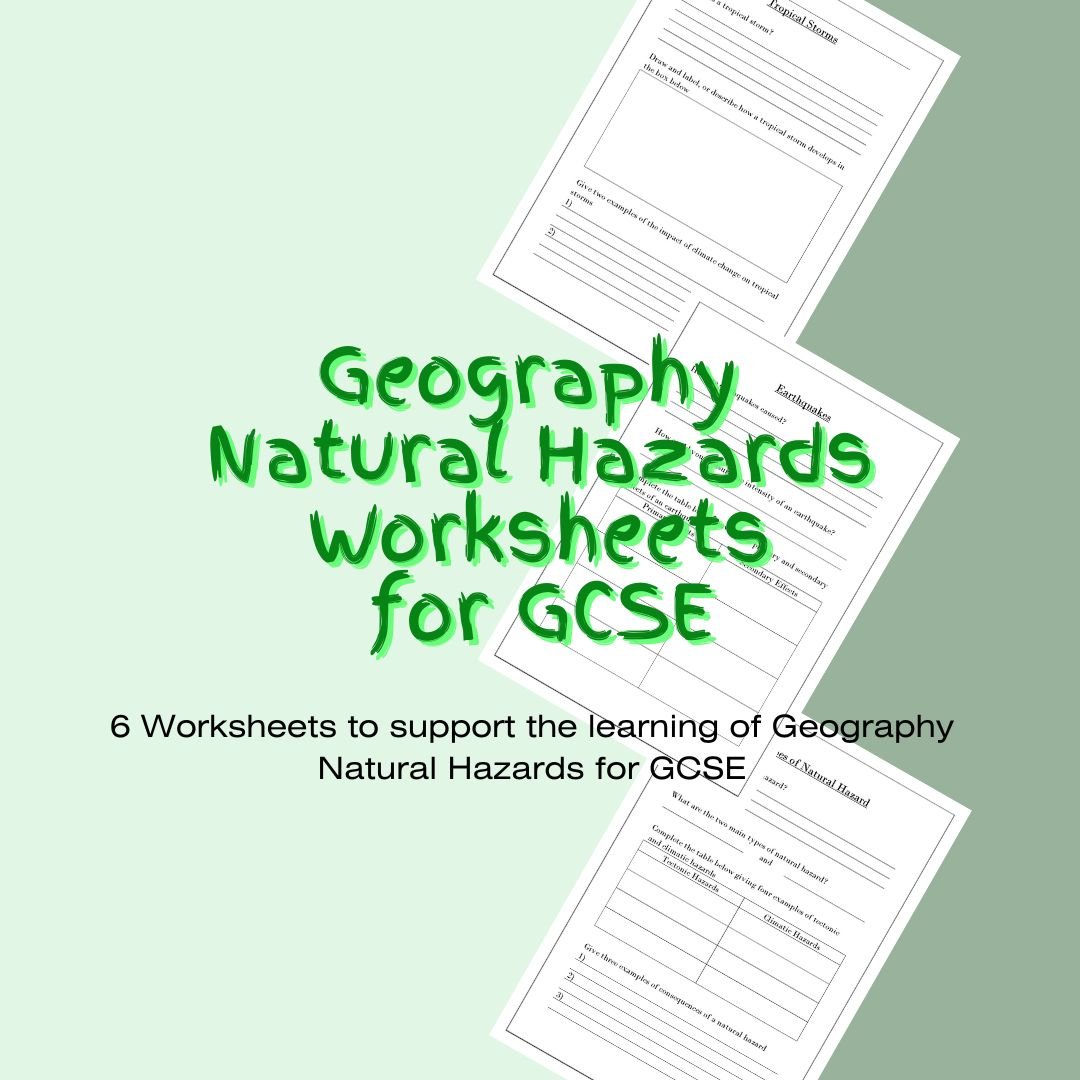 GCSE Geography Natural Hazards worksheets preview.