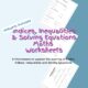 Maths worksheets on indices, inequalities, and equations.