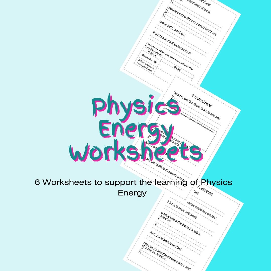 Physics energy worksheets educational resource.