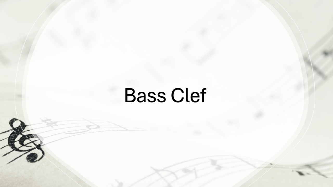 Music sheet with bass clef symbol.